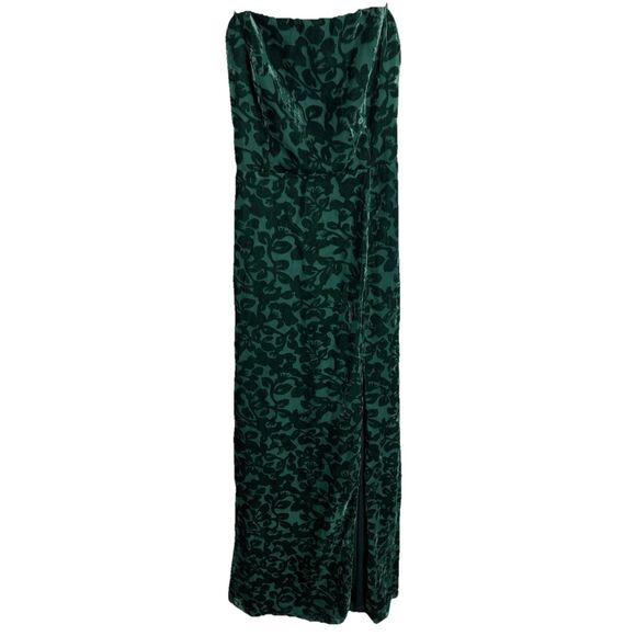 Lulu’s Womens Leave You Wishing Emerald Green Burnout Velvet Lace-Up Dress Sz L - Picture 5 of 12